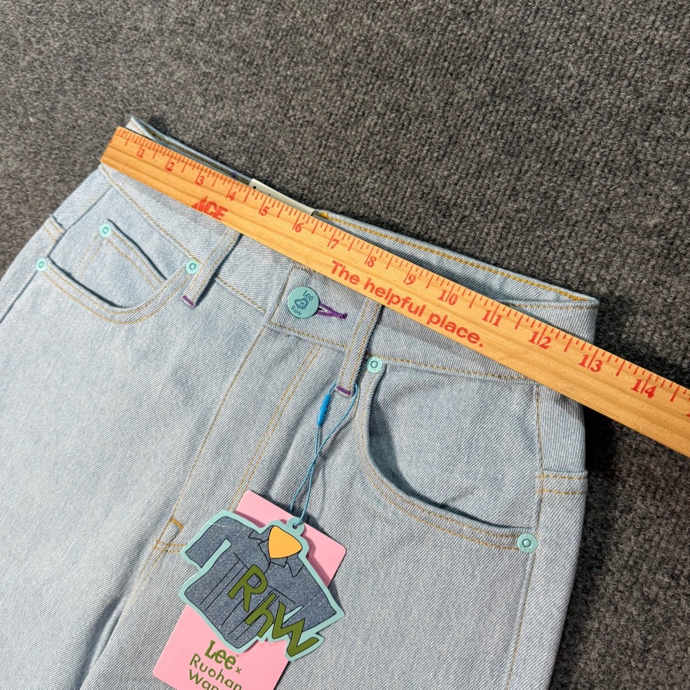 Lee x Ruohan Wang Rose Garden Print Wide Leg Jeans Light Wash Women 25x31 NWT - Picture 6 of 11